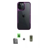 MARSİLYAN™- iPhone 16 Pro Kılıf Akış Çizgi Koleksiyonu - Siyah Joko Magic 5D Hayalet Cam + Raze Metal Kamera Lens - SH