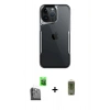 MARSİLYAN™- iPhone 16 Pro Kılıf Akış Çizgi Koleksiyonu - Siyah Joko Magic 5D Hayalet Cam + Raze Metal Kamera Lens - SH