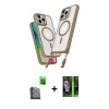 MARSİLYAN™- iPhone 16 Pro Kılıf Atlas Doku Koleksiyonu - Şeffaf 360 Full Body Arka Koruyucu + Raze Metal Kamera Lens - SH