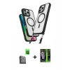 MARSİLYAN™- iPhone 16 Pro Kılıf Atlas Doku Koleksiyonu - Şeffaf 360 Full Body Arka Koruyucu + Raze Metal Kamera Lens - SH