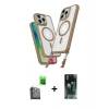 MARSİLYAN™- iPhone 16 Pro Kılıf Atlas Doku Koleksiyonu - Siyah 360 Mat Full Body Arka Koruyucu + Raze Metal Kamera Lens - SH