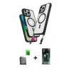 MARSİLYAN™- iPhone 16 Pro Kılıf Atlas Doku Koleksiyonu - Siyah 360 Mat Full Body Arka Koruyucu + Raze Metal Kamera Lens - SH