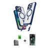 MARSİLYAN™- iPhone 16 Pro Kılıf Atlas Doku Koleksiyonu - Siyah 360 Mat Full Body Arka Koruyucu + Raze Metal Kamera Lens - SH