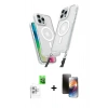 MARSİLYAN™- iPhone 16 Pro Kılıf Atlas Doku Koleksiyonu - Siyah 3D Antistatik Mat Seramik Nano Ekran Koruyucu + Raze Metal Kamera Lens - BZ