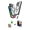 MARSİLYAN™- iPhone 16 Pro Kılıf Atlas Doku Koleksiyonu - Siyah 3D Antistatik Mat Seramik Nano Ekran Koruyucu + Raze Metal Kamera Lens - CLTM