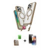 MARSİLYAN™- iPhone 16 Pro Kılıf Atlas Doku Koleksiyonu - Siyah 3D Antistatik Mat Seramik Nano Ekran Koruyucu + Raze Metal Kamera Lens - CLTM