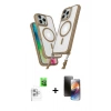 MARSİLYAN™- iPhone 16 Pro Kılıf Atlas Doku Koleksiyonu - Siyah 3D Antistatik Mat Seramik Nano Ekran Koruyucu + Raze Metal Kamera Lens - BZ