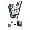 MARSİLYAN™- iPhone 16 Pro Kılıf Atlas Doku Koleksiyonu - Siyah 3D Antistatik Mat Seramik Nano Ekran Koruyucu + Raze Metal Kamera Lens - SH