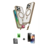MARSİLYAN™- iPhone 16 Pro Kılıf Atlas Doku Koleksiyonu - Siyah 3D Antistatik Mat Seramik Nano Ekran Koruyucu + Raze Metal Kamera Lens - SH