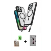 MARSİLYAN™- iPhone 16 Pro Kılıf Atlas Doku Koleksiyonu - Siyah Bilvis 3D Mat Cam Ekran Koruyucu + Raze Metal Kamera Lens - CLTM