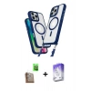 MARSİLYAN™- iPhone 16 Pro Kılıf Atlas Doku Koleksiyonu - Siyah Bilvis 5in1 3D Magic Cam Ekran Koruyucu + Raze Metal Kamera Lens - CLTM
