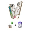 MARSİLYAN™- iPhone 16 Pro Kılıf Atlas Doku Koleksiyonu - Siyah Bilvis 5in1 3D Magic Cam Ekran Koruyucu + Raze Metal Kamera Lens - CLTM