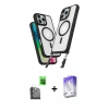 MARSİLYAN™- iPhone 16 Pro Kılıf Atlas Doku Koleksiyonu - Siyah Bilvis 5in1 3D Magic Cam Ekran Koruyucu + Raze Metal Kamera Lens - SH