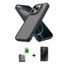 MARSİLYAN™- iPhone 16 Pro Kılıf Atlas Form - Siyah 3D Antistatik Hayalet Cam Ekran Koruyucu + Raze Metal Kamera Lens - SH