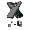 MARSİLYAN™- iPhone 16 Pro Kılıf Atlas Form - Siyah 3D Antistatik Mat Seramik Nano Ekran Koruyucu + Raze Metal Kamera Lens - SH
