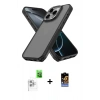 MARSİLYAN™- iPhone 16 Pro Kılıf Atlas Form - Siyah Buffer Hayalet Cam Ekran Koruyucu + Raze Metal Kamera Lens - BZ