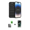 MARSİLYAN™- iPhone 16 Pro Kılıf Atlas Koleksiyonu - Siyah 360 Mat Full Body Arka Koruyucu + Raze Metal Kamera Lens - SH