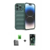MARSİLYAN™- iPhone 16 Pro Kılıf Atlas Koleksiyonu - Siyah 360 Mat Full Body Arka Koruyucu + Raze Metal Kamera Lens - SH