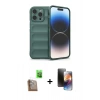 MARSİLYAN™- iPhone 16 Pro Kılıf Atlas Koleksiyonu - Siyah 3D Antistatik Mat Seramik Nano Ekran Koruyucu + Raze Metal Kamera Lens - CLTM