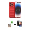 MARSİLYAN™- iPhone 16 Pro Kılıf Atlas Koleksiyonu - Siyah 3D Antistatik Mat Seramik Nano Ekran Koruyucu + Raze Metal Kamera Lens - CLTM