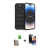 MARSİLYAN™- iPhone 16 Pro Kılıf Atlas Koleksiyonu - Siyah 3D Antistatik Mat Seramik Nano Ekran Koruyucu + Raze Metal Kamera Lens - CLTM