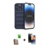 MARSİLYAN™- iPhone 16 Pro Kılıf Atlas Koleksiyonu - Siyah 3D Antistatik Mat Seramik Nano Ekran Koruyucu + Raze Metal Kamera Lens - CLTM