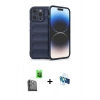 MARSİLYAN™- iPhone 16 Pro Kılıf Atlas Koleksiyonu - Siyah 3D Antistatik Seramik Nano Ekran Koruyucu + Raze Metal Kamera Lens - SH