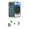 MARSİLYAN™- iPhone 16 Pro Kılıf Atlas Koleksiyonu - Siyah Bilvis 3D Cam Ekran Koruyucu + Raze Metal Kamera Lens - CLTM