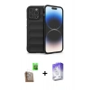 MARSİLYAN™- iPhone 16 Pro Kılıf Atlas Koleksiyonu - Siyah Bilvis 5in1 3D Magic Cam Ekran Koruyucu + Raze Metal Kamera Lens - CLTM