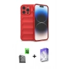 MARSİLYAN™- iPhone 16 Pro Kılıf Atlas Koleksiyonu - Siyah Bilvis 5in1 3D Magic Cam Ekran Koruyucu + Raze Metal Kamera Lens - SH
