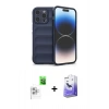 MARSİLYAN™- iPhone 16 Pro Kılıf Atlas Koleksiyonu - Siyah Bilvis 5in1 5D Magic Hayalet Cam Ekran Koruyucu + Raze Metal Kamera Lens - BZ
