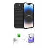 MARSİLYAN™- iPhone 16 Pro Kılıf Atlas Koleksiyonu - Siyah Bilvis 5in1 5D Magic Hayalet Cam Ekran Koruyucu + Raze Metal Kamera Lens - BZ