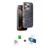 MARSİLYAN™- iPhone 16 Pro Kılıf Atlas Minimal Özel Seri - Siyah 3D Antistatik Cam Ekran Koruyucu + Raze Metal Kamera Lens - BZ