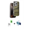 MARSİLYAN™- iPhone 16 Pro Kılıf Atlas Minimal Özel Seri - Siyah 3D Antistatik Cam Ekran Koruyucu + Raze Metal Kamera Lens - BZ