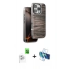 MARSİLYAN™- iPhone 16 Pro Kılıf Atlas Minimal Özel Seri - Siyah 3D Antistatik Cam Ekran Koruyucu + Raze Metal Kamera Lens - BZ