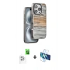 MARSİLYAN™- iPhone 16 Pro Kılıf Atlas Minimal Özel Seri - Siyah 3D Antistatik Cam Ekran Koruyucu + Raze Metal Kamera Lens - BZ