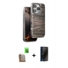 MARSİLYAN™- iPhone 16 Pro Kılıf Atlas Minimal Özel Seri - Siyah 3D Antistatik Hayalet Cam Ekran Koruyucu + Raze Metal Kamera Lens - CLTM