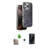 MARSİLYAN™- iPhone 16 Pro Kılıf Atlas Minimal Özel Seri - Siyah 3D Antistatik Hayalet Cam Ekran Koruyucu + Raze Metal Kamera Lens - CLTM