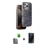 MARSİLYAN™- iPhone 16 Pro Kılıf Atlas Minimal Özel Seri - Siyah 3D Antistatik Hayalet Cam Ekran Koruyucu + Raze Metal Kamera Lens - SH