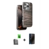 MARSİLYAN™- iPhone 16 Pro Kılıf Atlas Minimal Özel Seri - Siyah 3D Antistatik Hayalet Cam Ekran Koruyucu + Raze Metal Kamera Lens - SH