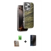 MARSİLYAN™- iPhone 16 Pro Kılıf Atlas Minimal Özel Seri - Siyah 3D Antistatik Hayalet Cam Ekran Koruyucu + Raze Metal Kamera Lens - CLTM
