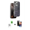 MARSİLYAN™- iPhone 16 Pro Kılıf Atlas Minimal Özel Seri - Siyah 3D Antistatik Mat Seramik Nano Ekran Koruyucu + Beyaz Raze Metal Kamera Lens