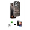 MARSİLYAN™- iPhone 16 Pro Kılıf Atlas Minimal Özel Seri - Siyah 3D Antistatik Mat Seramik Nano Ekran Koruyucu + Beyaz Raze Metal Kamera Lens