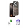 MARSİLYAN™- iPhone 16 Pro Kılıf Atlas Minimal Özel Seri - Siyah Bilvis 5in1 3D Magic Cam Ekran Koruyucu + Raze Metal Kamera Lens - BZ