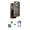MARSİLYAN™- iPhone 16 Pro Kılıf Atlas Minimal Özel Seri - Siyah Bilvis 5in1 3D Magic Cam Ekran Koruyucu + Raze Metal Kamera Lens - SH