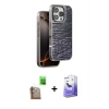 MARSİLYAN™- iPhone 16 Pro Kılıf Atlas Minimal Özel Seri - Siyah Bilvis 5in1 5D Magic Hayalet Cam Ekran Koruyucu + Çöl Titanyum Raze Metal Kamera Lens