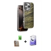 MARSİLYAN™- iPhone 16 Pro Kılıf Atlas Minimal Özel Seri - Siyah Bilvis 5in1 5D Magic Hayalet Cam Ekran Koruyucu + Çöl Titanyum Raze Metal Kamera Lens
