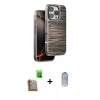 MARSİLYAN™- iPhone 16 Pro Kılıf Atlas Minimal Özel Seri - Siyah Joko Magic 5D Cam + Çöl Titanyum Raze Metal Kamera Lens