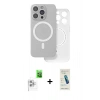MARSİLYAN™- iPhone 16 Pro Kılıf Çekirdek Klasik - Şeffaf Pasifik Cam Ekran Koruyucu + Raze Metal Kamera Lens - BZ