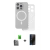 MARSİLYAN™- iPhone 16 Pro Kılıf Çekirdek Klasik - Siyah 3D Antistatik Hayalet Cam Ekran Koruyucu + Raze Metal Kamera Lens - SH